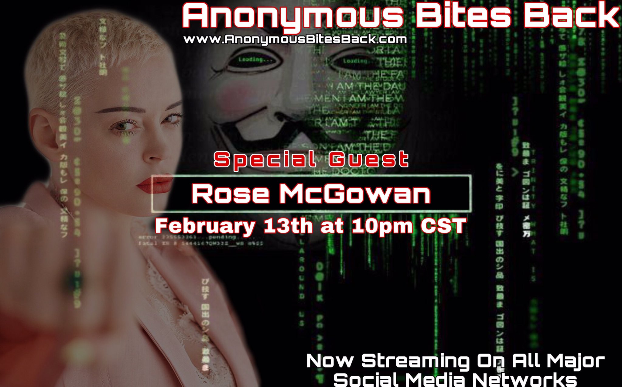 Rose McGowan joins Anonymous Bites Back live on air